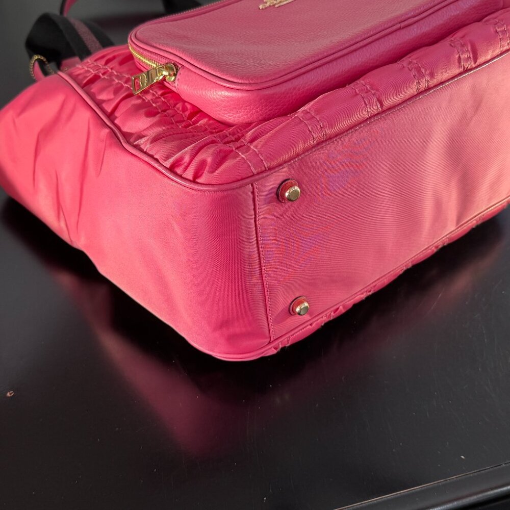 Coach C4093 Court Tote Shoulder Bag Confetti Pink Rouching Nylon w/Leather - Picture 8 of 15